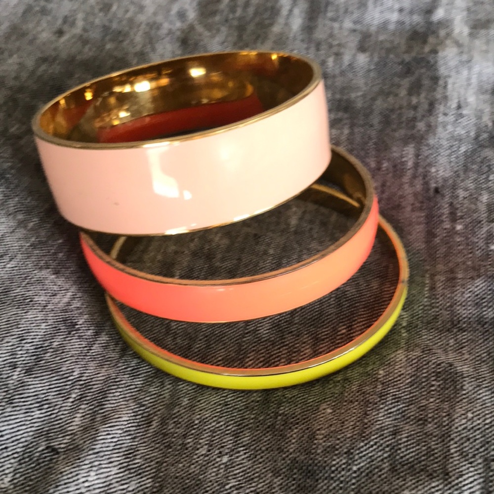 Jcrew bracelets, yellow, orange, light pink/peach